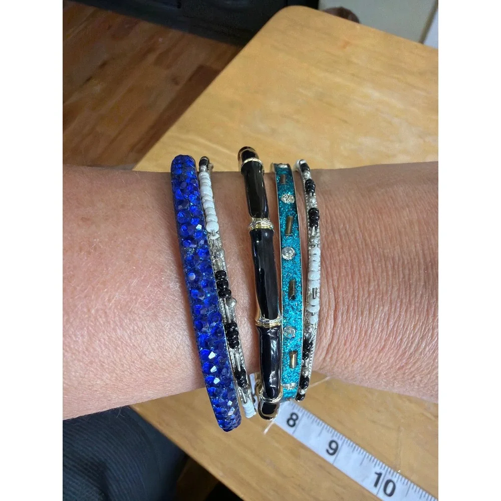 Set of 5 Bangle‎ Bracelets Boho Beaded Bangles y2k